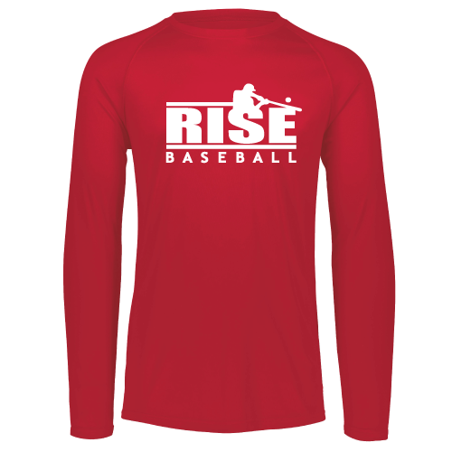 Rise Mens LS Dri Fit - Hitter Logo - Red