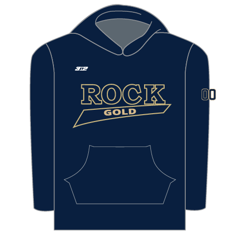 Rock Gold Softball Mens Sublimated LS Hoodie With Number - Navy