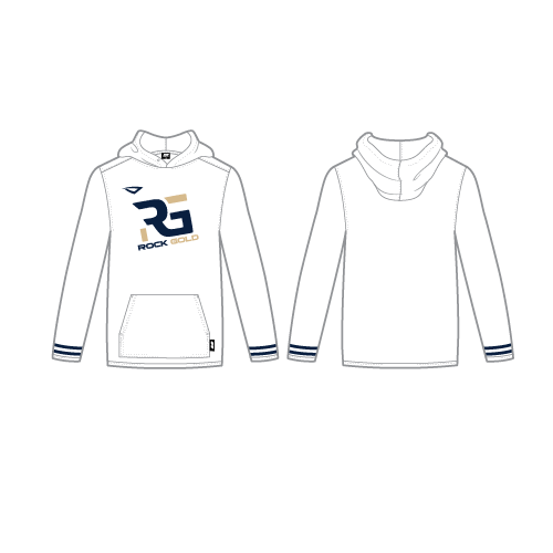 Rock Gold Softball Mens Sublimated LS Fleece Hoodie - White