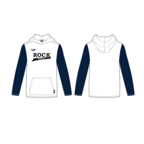 Rock Gold Softball Mens Sublimated LS Fleece Hoodie - White/Navy