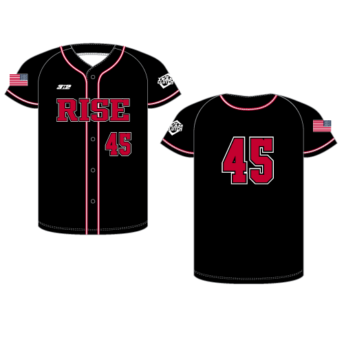 Rise Full Button Jersey - Black/Red