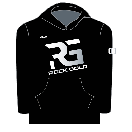 Rock Gold Softball Mens Sublimated LS Hoodie With Number - Black